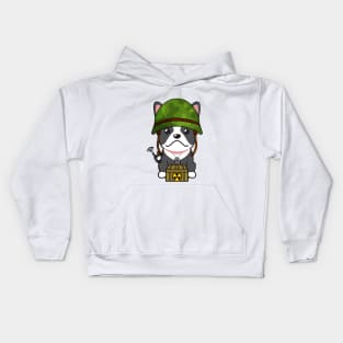 Cute french bulldog is a military pet Kids Hoodie